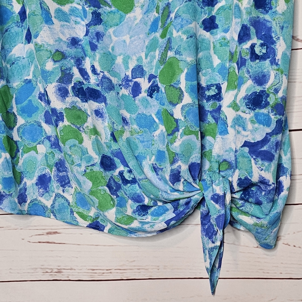Rachel Zoe Tie Waist Watercolor Sleeveless Top - Picture 5 of 11